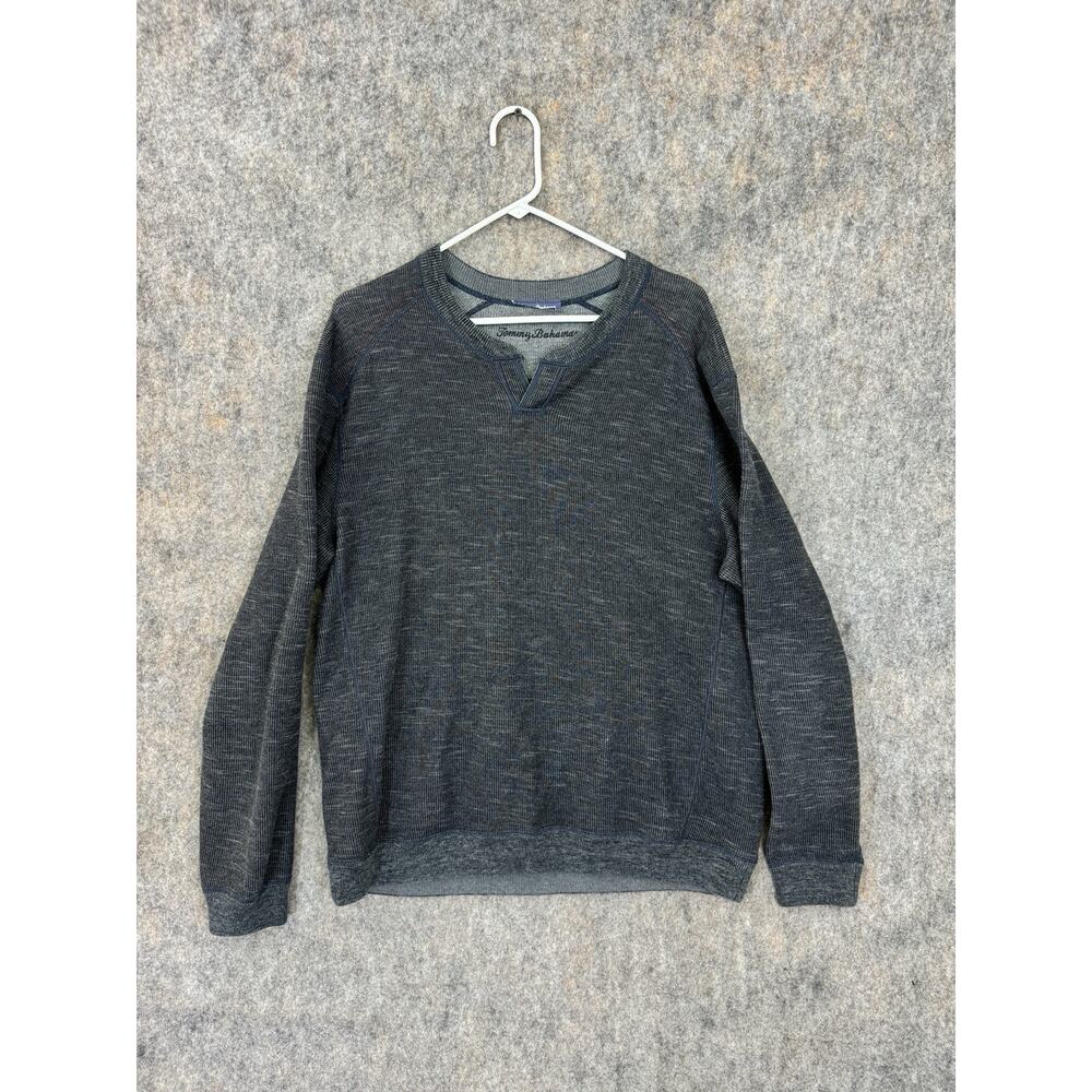 Tommy Bahama Sweater Reversible FlipShore Abaco Sweater Dark Gray Grey XL